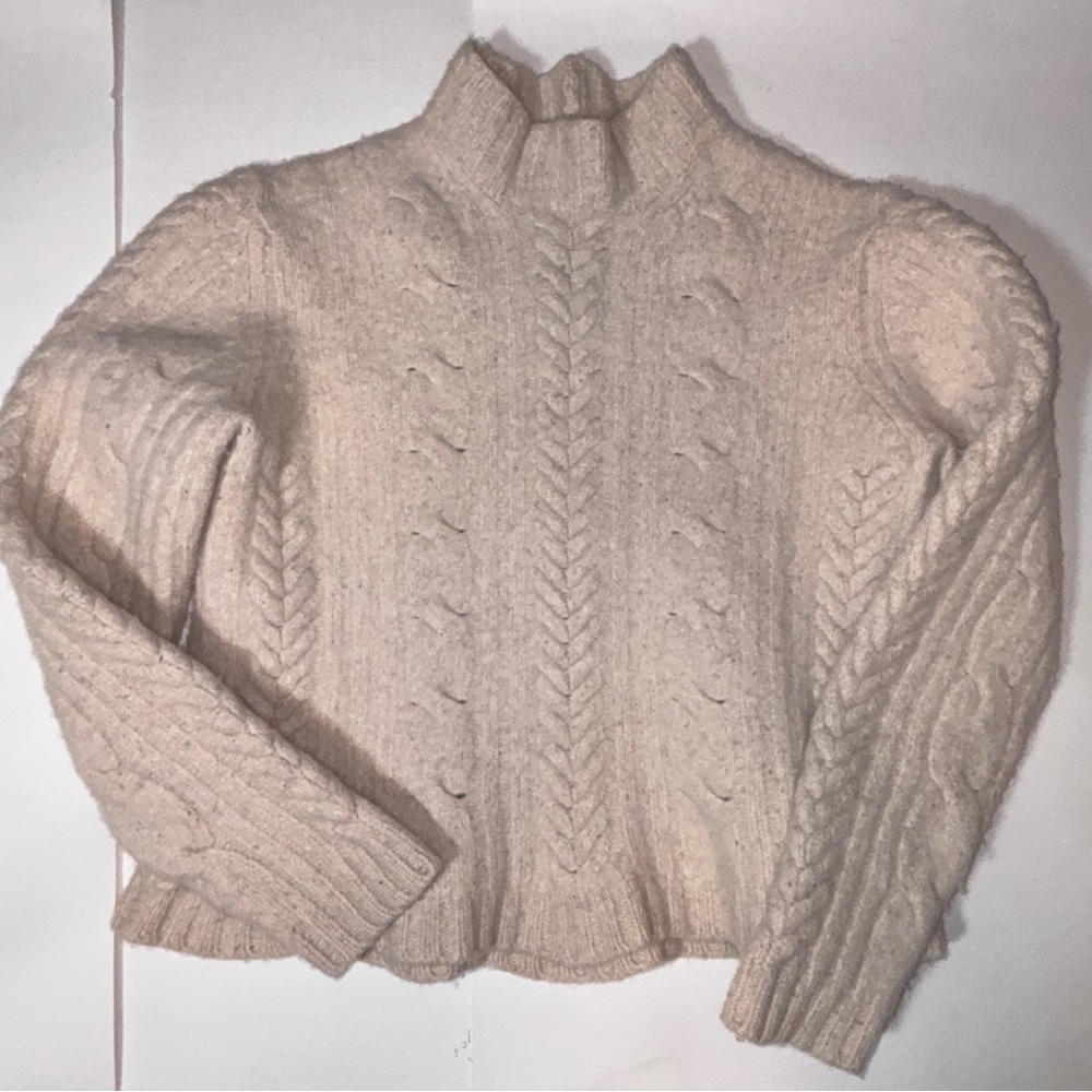 346 Brooks Brothers cream cable knit thick fisherman’s sweater size large